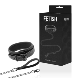 FETISH SUBMISSIVE - NASZYJNIK Z LANCUCHEM NA PODSZEWCE NOPRENU