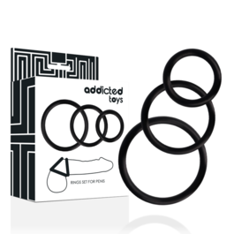 ADDICTED TOYS - ZESTAW PIERSCIENI NA PENISA CZARNY