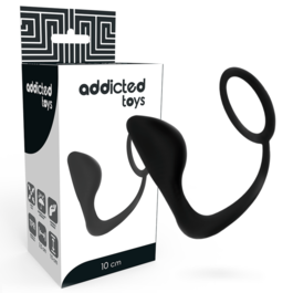 ADDICTED TOYS - KOREK ANALNY Z CZARNYM PIERSCIENIEM NA PENISA