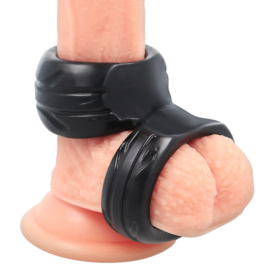 POWERING - SUPER ELASTYCZNY I WYTRZYMALY PODWOJNY PIERSCIEN NA PENIS PR09 CZARNY